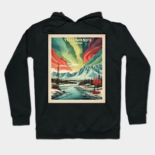 Yellowknife Canada Aurora Borealis Vintage Poster Tourism RIver Hoodie